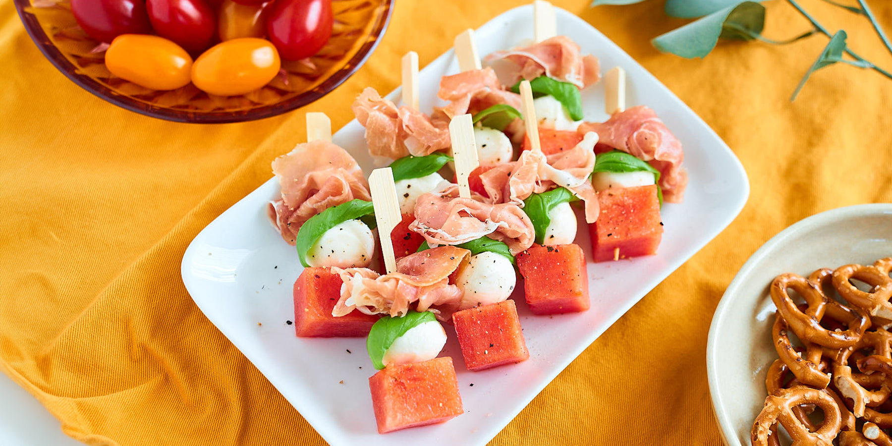 Watermeloen en mozzarella spiesjes: wat een match!