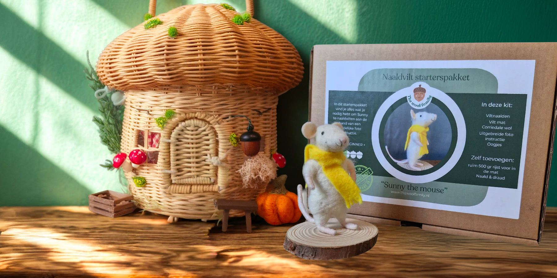 Win: een DIY vilten muisje mét paddenstoelhuisje